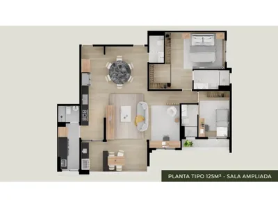 Planta de 125 m² – sala ampliada