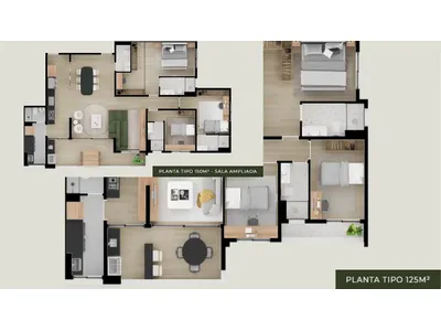 Planta tipo 125 m²