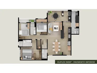Cobertura duplex 250 m² – pavimento inferior