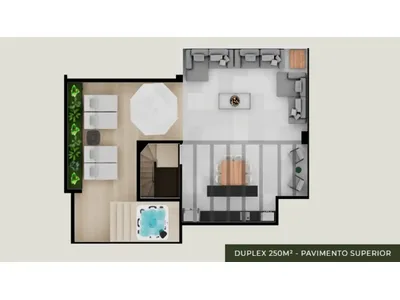 Cobertura duplex 250 m² – pavimento superior