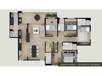Cobertura duplex 300 m² – pavimento inferior