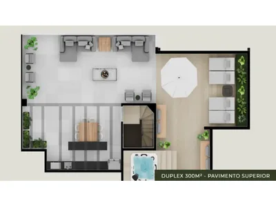 Cobertura duplex 300 m² – pavimento superior